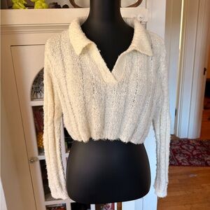 Cream Knit Collared Sweater